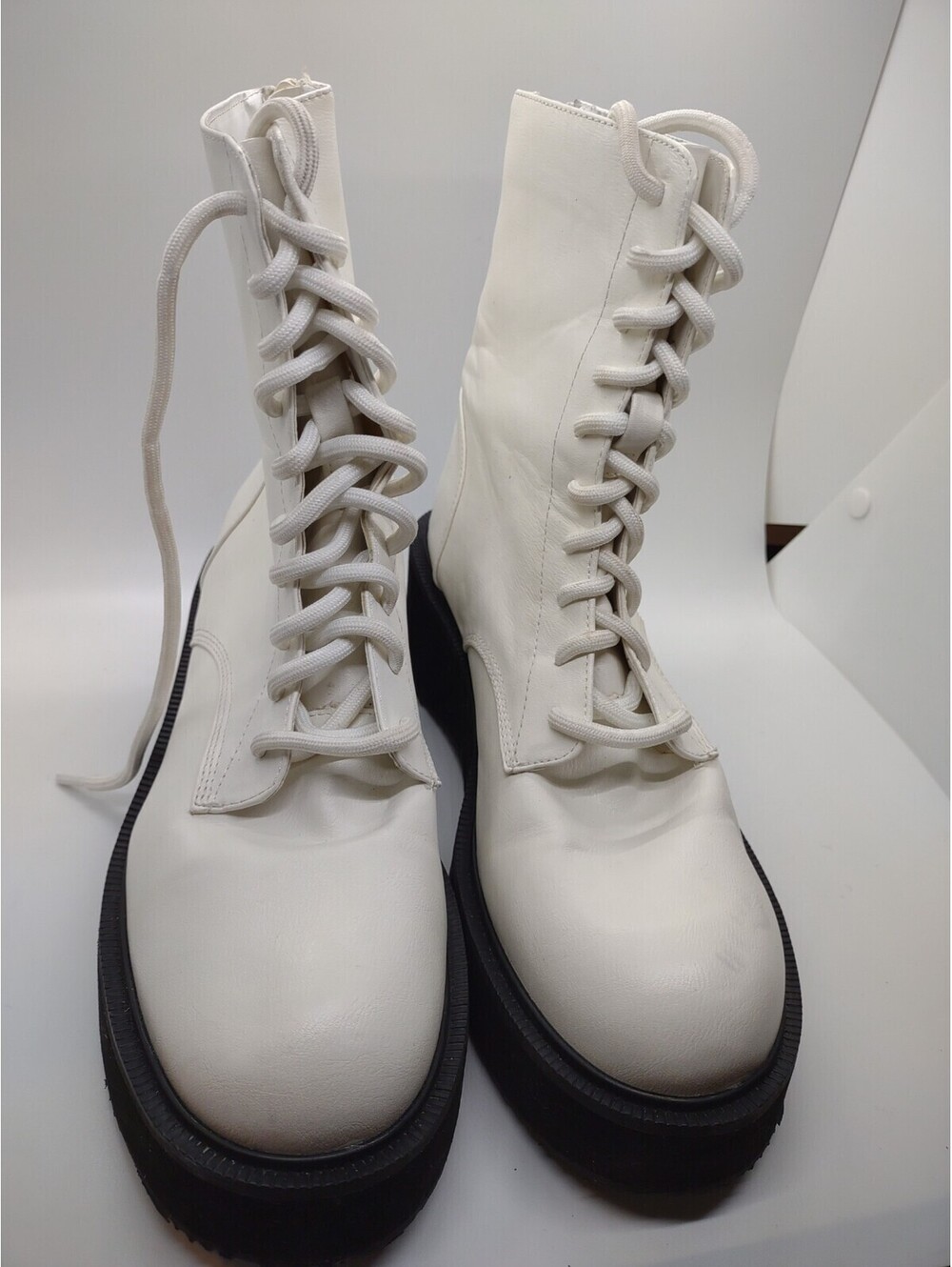 Bamboo Brand Boots jumbo-06 Lace Up White 205
